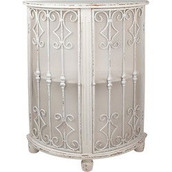 Clayre & Eef Wandkast  81x32x103 cm Wit Hout Ijzer Halfrond Opbergkast