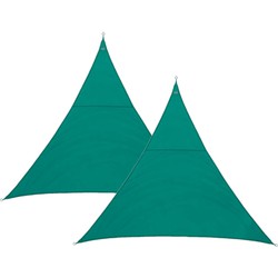 Set van 2x stuks polyester schaduwdoek/zonnescherm Curacao driehoek mint groen 2 x 2 x 2 meter - Schaduwdoeken