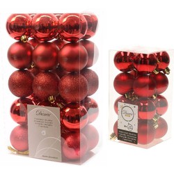 Kerstversiering kunststof kerstballen rood 4-6 cm pakket van 46x stuks - Kerstbal