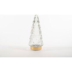 Tree Glass 10,5X24,5Cm Clear With Golden Base 10Led 3Xa