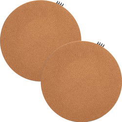 Zeller prikbord rond incl. punaises - 2x - 44 cm - kurk - Prikborden