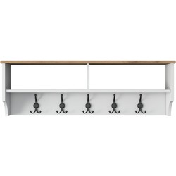 Kapstok met 2 vakken en 5 haken L120 cm - BROOKE