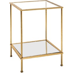 Bijzettafel - Vierkant tafel - Spiegel blad - Goud gelakt metaal - 39 x 39 x 55 cm