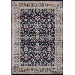 Vercai Rugs Florence Collectie - Laagpolig Vloerkleed - Polypropyleen - Marine / Beige - 80x150 cm