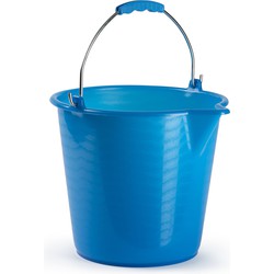 Huishoud schoonmaak emmer kunststof blauw 9 liter inhoud 30 x 26 cm - Emmers