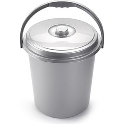 Schoonmaakemmer/vuilnisemmer met deksel 21 liter zilver - Emmers