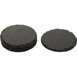 Ronde luxe leisteen onderzetters 20 stuks 10 cm - Glazenonderzetters