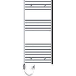 Elektrische badkamerradiator met verwarmingselement 1200W 600x1200 mm chroom recht met zijaansluiting LuxeBath