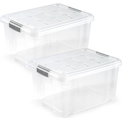 5x Opslagbakken/organizers met deksel 16 liter 40 cm transparant - Opbergbox