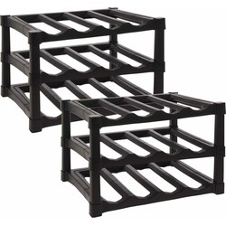 EH Wijnrek - zwart - kunststof - 39 x 30 x 25 cm - 24x flessen - Wijnrekken