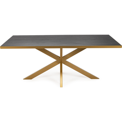 Stalux Eettafel 'Gijs' 180 x 100cm, kleur goud / zwart eiken