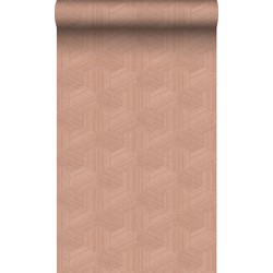 Origin Wallcoverings eco-texture vliesbehang grafisch 3D motief terracotta roze - 50 x 900 cm - 347995