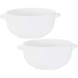 Set van 2x stuks kleine tapas/amuse soepkommetjes wit van porselein 10 cm rond - Kommetjes