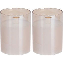 Home and Styling luxe LED kaarsen - 2x - in glas - D7,5 x H10 cm - LED kaarsen