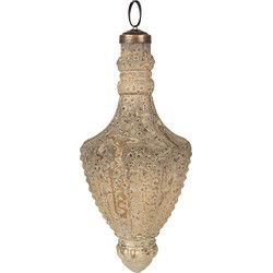 Clayre & Eef Kerstbal Ø 7x17 cm Beige Glas Kerstboomversiering