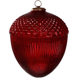 PTMD Santhy Eikel Kerstbal - H30 x Ø30 cm - Glas - Rood glanzend