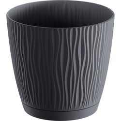 Prosperplast Plantenpot - kunststof - antraciet - D24 x H23 cm - Plantenpotten