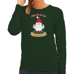 Bellatio Decorations foute kersttrui/sweater dames - Kado Gnoom - groen - Kerst kabouter XL - kerst truien