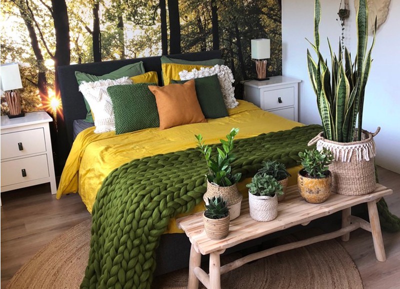 Shop the look: prachtige groen-gele slaapkamer