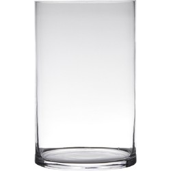 Transparante home-basics cilinder vorm vaas/vazen van glas 30 x 19 cm - Vazen