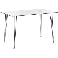 Beliani WINSTON - Eettafel-Zilver-Veiligheidsglas