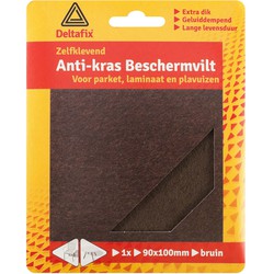 Deltafix Anti-krasvilt - 1x knipvel - bruin - 90 x 100 mm - rechthoek - zelfklevend - Meubelviltjes