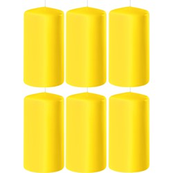 6x Kaarsen geel 6 x 10 cm 36 branduren sfeerkaarsen - Stompkaarsen