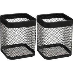 5Five keukengerei houder - 2x - zwart - 13 x 17 cm - metaal - Keukenhulphouders