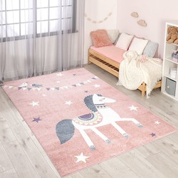 Tapijtenloods Vloerkleed Pony Laagpolig Anime Kids Roze- 140x200 CM