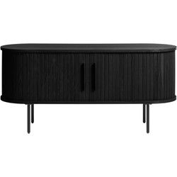Tv-Meubel Eikenhout Zwart - 40x120x55cm - Schuifdeuren - Nola