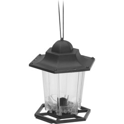 Vogel voederhuisje - voor vogelzaad - zwart - 17 cm - kunststof - Vogel voedersilo