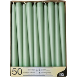 50x stuks dinerkaarsen jade groen 25 cm - Dinerkaarsen