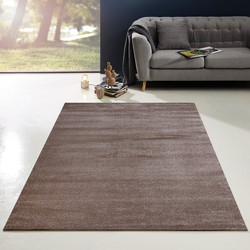 Tapijtenloods Enjoy Effen Velvet Vloerkleed Bruin Laagpolig- 200x290 CM