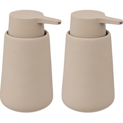 5Five Zeeppompje/dispenser - 2x - Cocoon - kunststeen - beige - 15 cm - 300 ml - Zeeppompjes