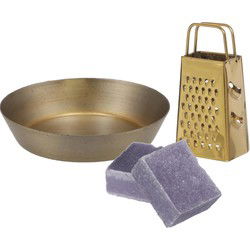Amberblokjes/geurblokjes cadeauset - lavendel geur - inclusief schaaltje en mini rasp - Amberblokjes