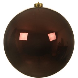 1x stuks grote kunststof kerstballen mahonie bruin 14 cm glans - Kerstbal