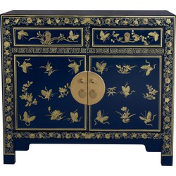 Fine Asianliving Chinese Kast Midnight Blauw Vlinders Handbeschilderd