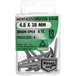 Montageschr. 4,8x38mm wit/rvs 8st