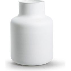 Jodeco Bloemenvaas Gigi - mat wit - eco glas - D14 x H20 cm - melkbus - Vazen