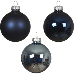 Kerstbal glas d6 cm blauw 49st