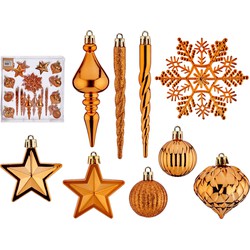Krist+ ornamenten set - 32x - oranje - kunststof - Kersthangers