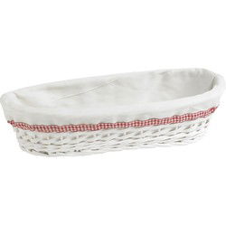 Cosy & Trendy Broodmandje - wit - L42 x B18 x H9 cm - riet/stof - broodmand