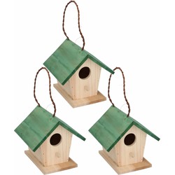 3x stuks groen vogelhuisje voor kleine vogels 17 cm - Vogelhuisjes