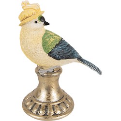 Clayre & Eef Decoratie Beeld Vogel 17 cm Blauw Geel Polyresin