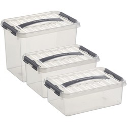 Opberg boxen set van 3x stuks in 4-6-9 Liter kunststof met deksel - Opbergbox