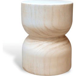 Indore Home - Woodville bijzettafel - Stool - Massief hout - Boomstam - Boomstamtafel - Crème