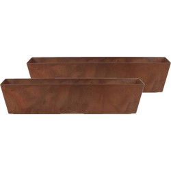 Ter Steege Plantenbak - 2x - gerecycled kunststof - bruin - 74 x 17 cm - Plantenbakken