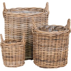 Sema Baskets - 3 Round Baskets in Kubu w. Plastic inside