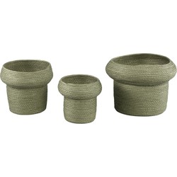 PTMD Summera Green round paper rope pot w border SV3