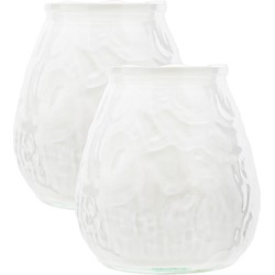 Set van 4x stuks witte Lowboy buiten tafel sfeer kaarsen 10 cm 40 branduren in glas - Waxinelichtjes